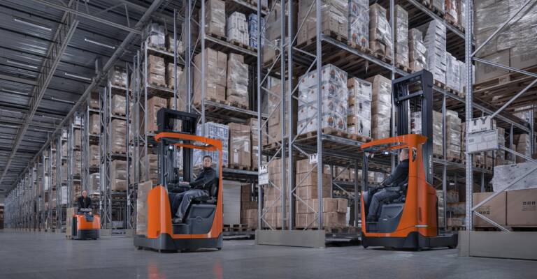 BT Reflex R- series reach forklift truck in warehouse