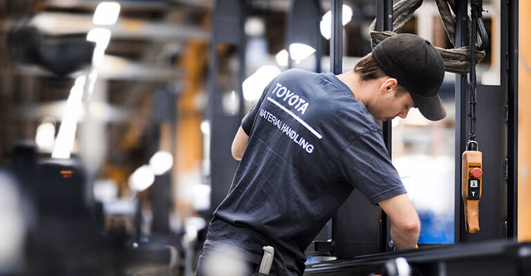 Worker at Toyota Material Handling's factory