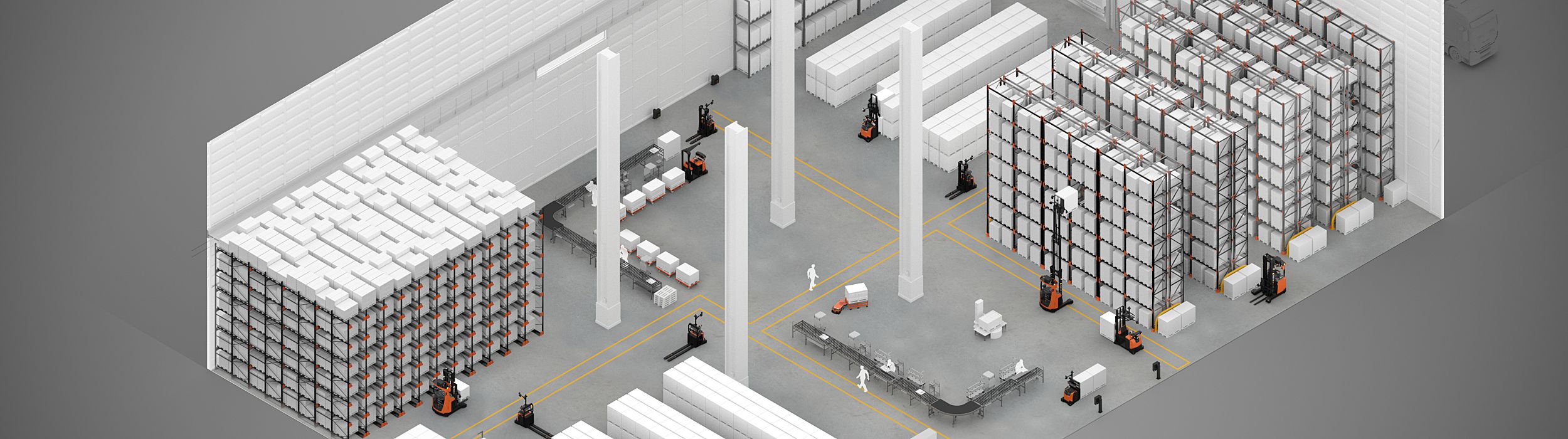 Simulación del diseño de un almacén con carretillas