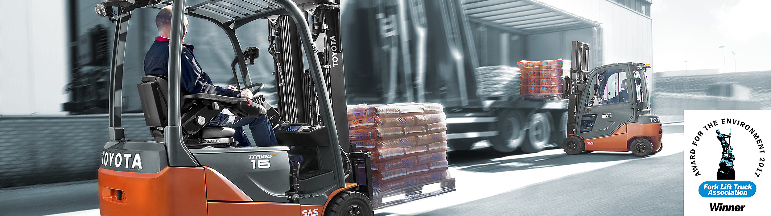 Toyota Traigo electric counterbalance forklifts used in transport