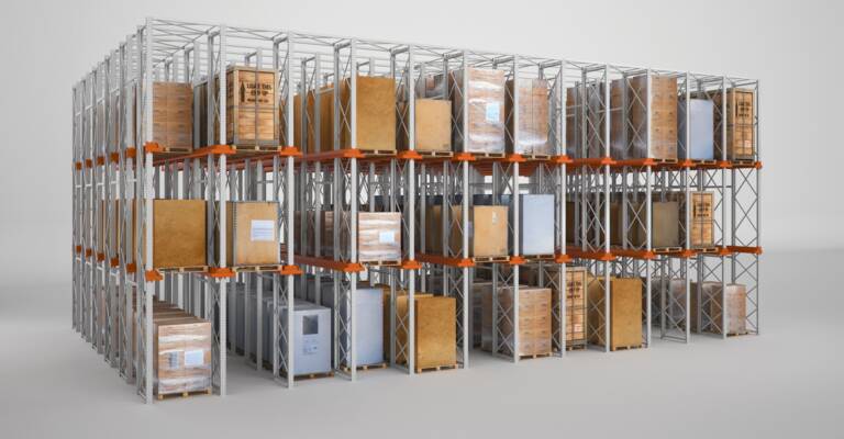 Drive-in pallet racking in warehouse