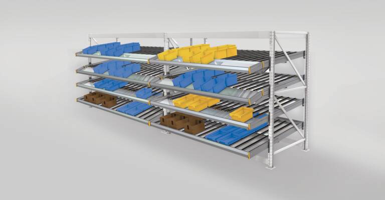 Live storage racking in warehouse