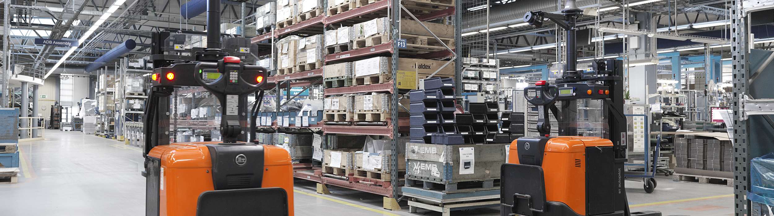 Automated trucks in Haldex's warehouse