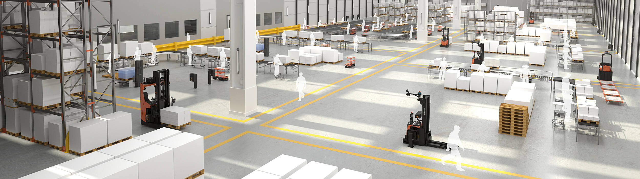 warehouse utilising automated guided vehicles (AGVs)