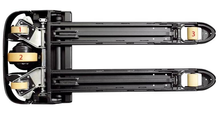 Transpalette électrique avec différents types de roues, adaptées aux besoins de chaque entreprise