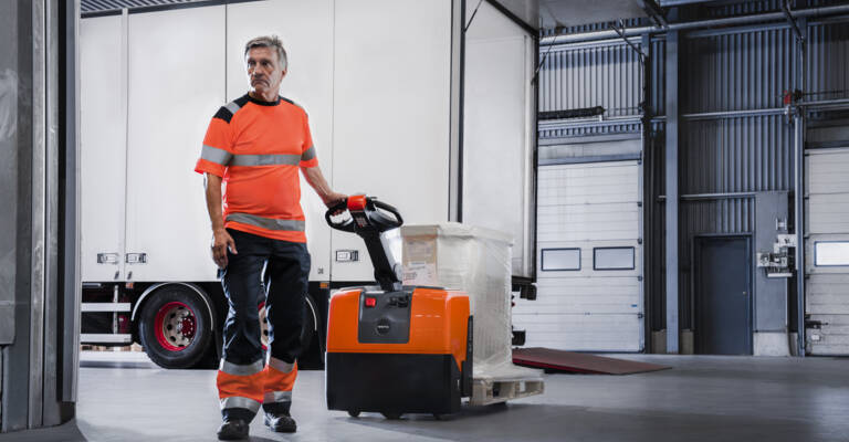 BT levio powered pallet truck used in transport